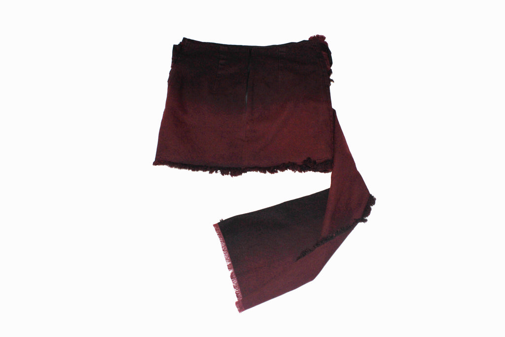 WINE DENIM SKIRT